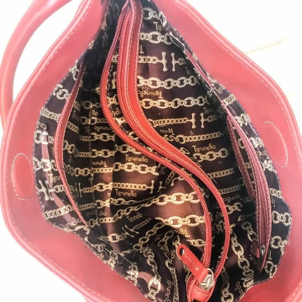 Vintage Tignanello Maroon Red Leather Hobo Bag‎